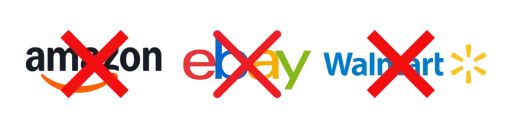 Not sold on Amazon, eBay or Walmart